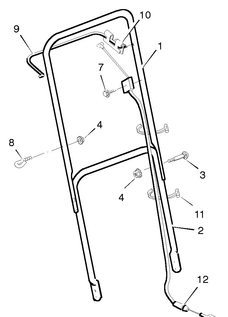 Handle Assembly Diagram and Parts List for 20221X19A 1996 Briggs and Stratton Lawn Mower